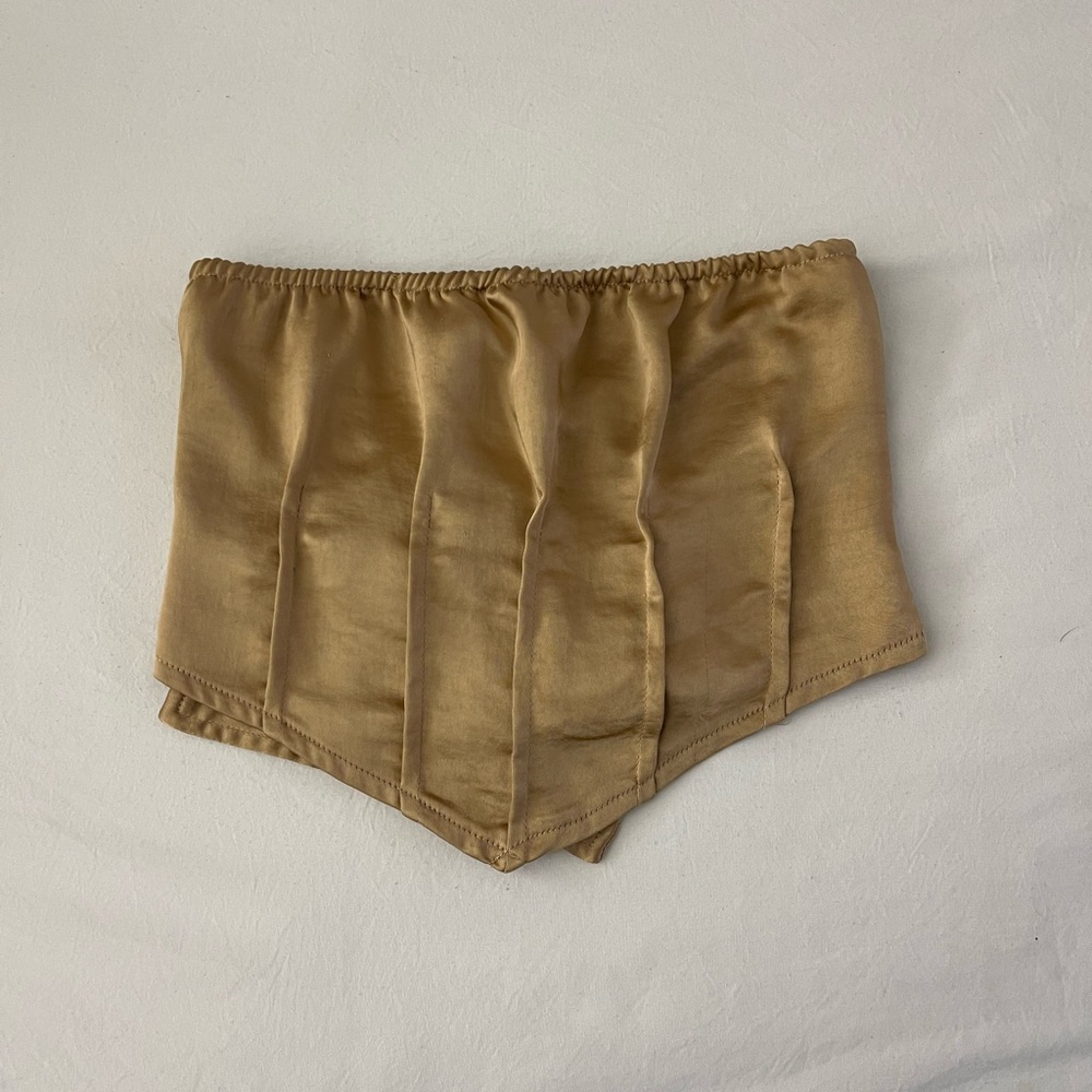 Cropped gold corset with tie back